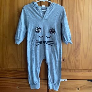 Gray baby sleeper onesie with a splash of cheetah